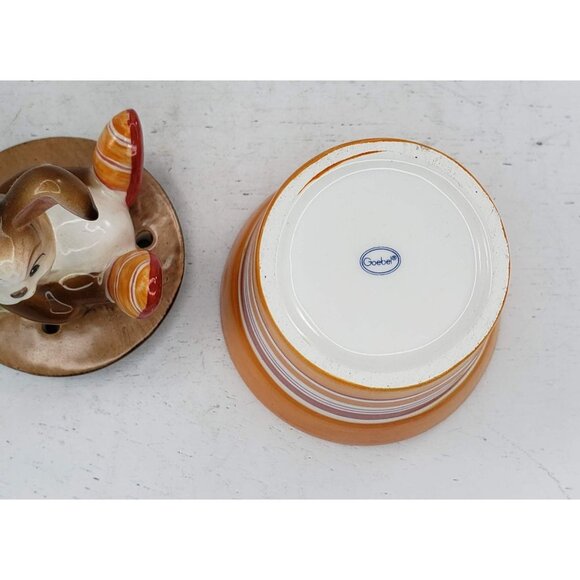 German Goebel Fragrant Greeting Flower Pot Figurine Rabbit Orange Floral Incense - Picture 8 of 9